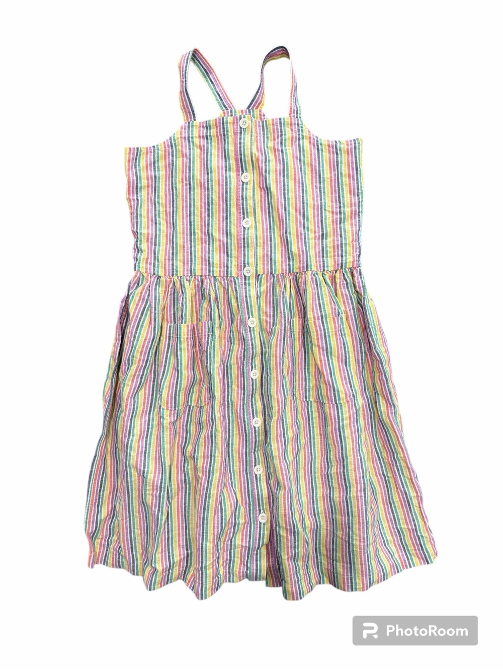 GAP Girls Rainbow Striped Sundress - Pink, Yellow, Green, Blue, Purple